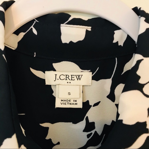 J.Crew Sheer Floral Print Navy Button-Down Blouse - Picture 3 of 4